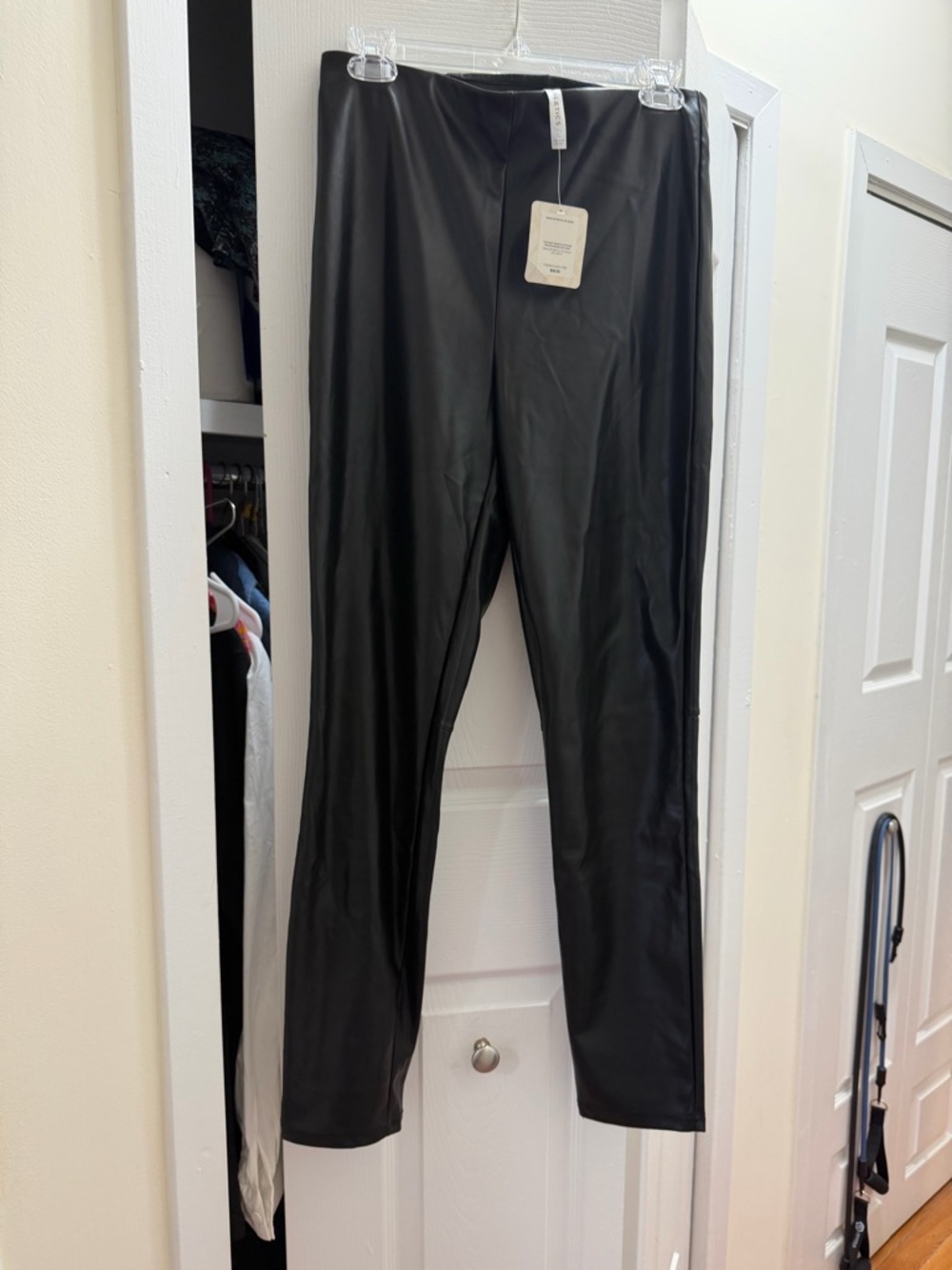 Fabletics Black Faux Leather-Look Jogger Pants